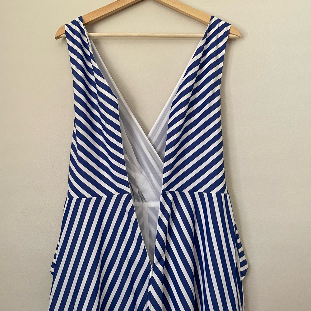 Ralph Lauren Coastal Style Blue Striped A-Line Sleeveless Midi Dress - Picture 7 of 13